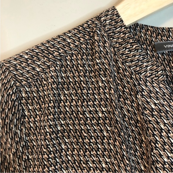 VINCE Silk long sleeve v-neck midi dress Brown Size 2 - Picture 4 of 5